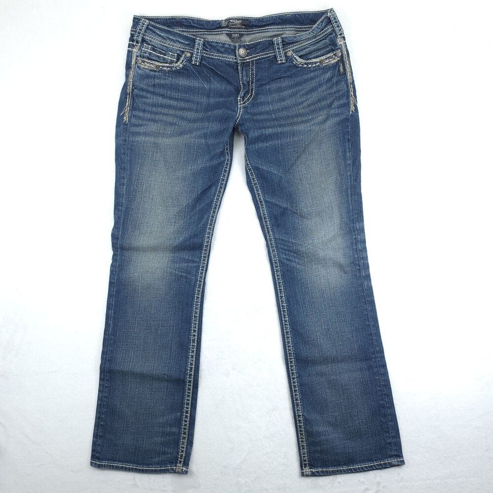 Silver Jeans Suki Womens 34x32 (36x32) Embroidered Pockets